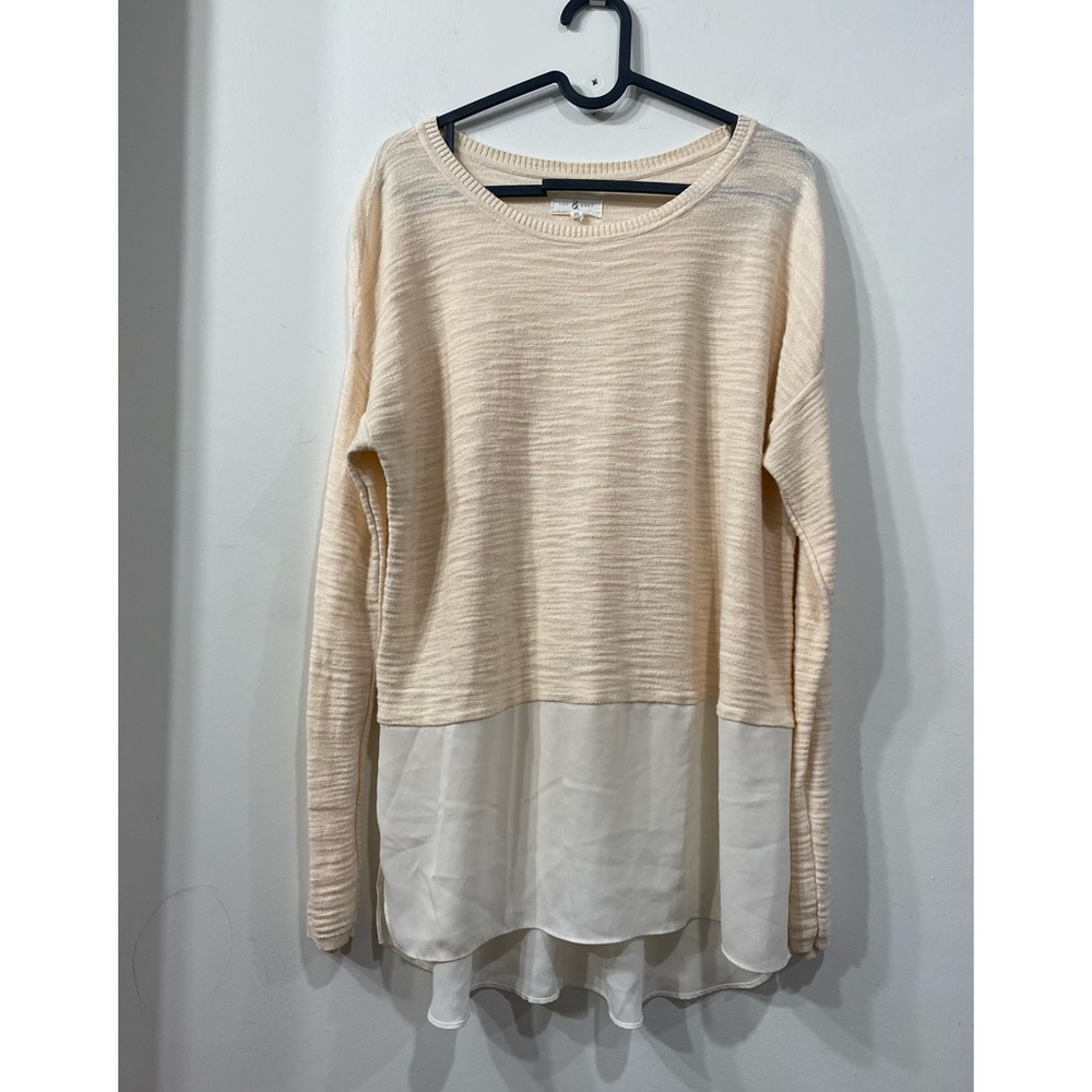Lou & Grey Long Sleeve Blouse/ Sweater Peach/ Cream size M oversize